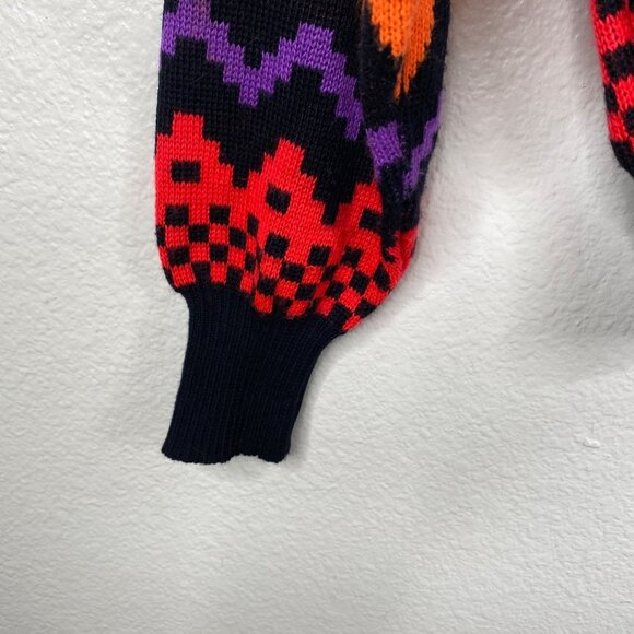 Vintage Meister Ski Sweater Wool Acrylic Geometric Neon 80's Sweater Sz S UNISEX - Picture 9 of 11